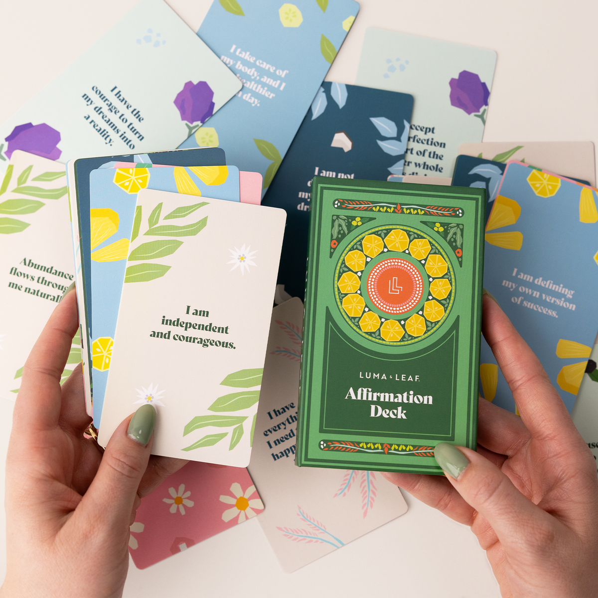 Affirmation cards deck, packaging detail