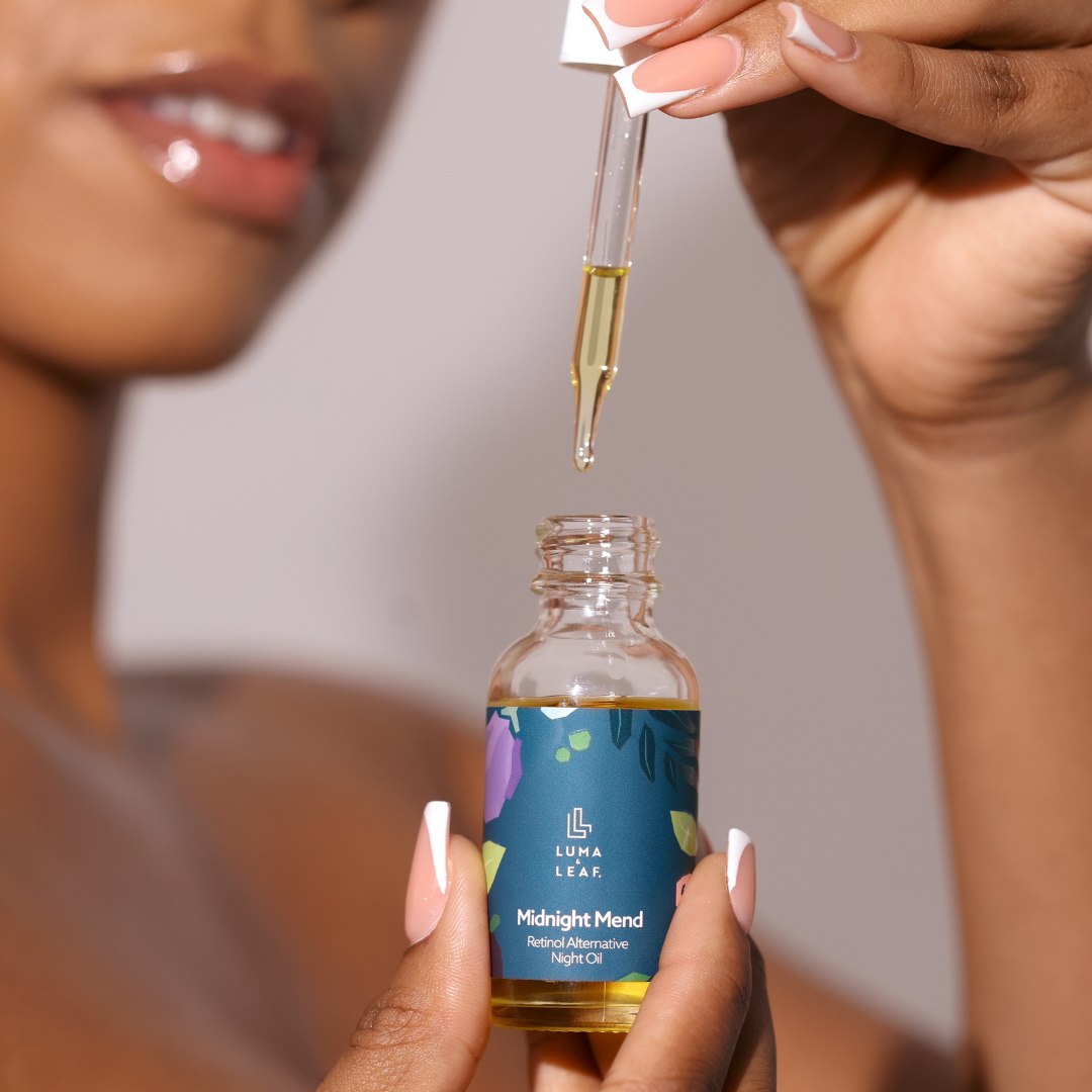 Midnight Mend bakuchiol night oil in an evening skincare routine