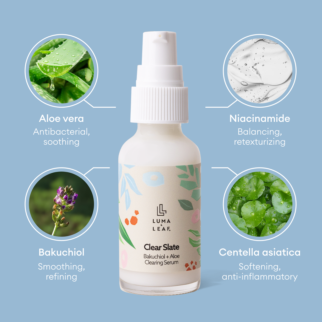 Clear Slate bakuchiol and aloe clearing serum, clean formula