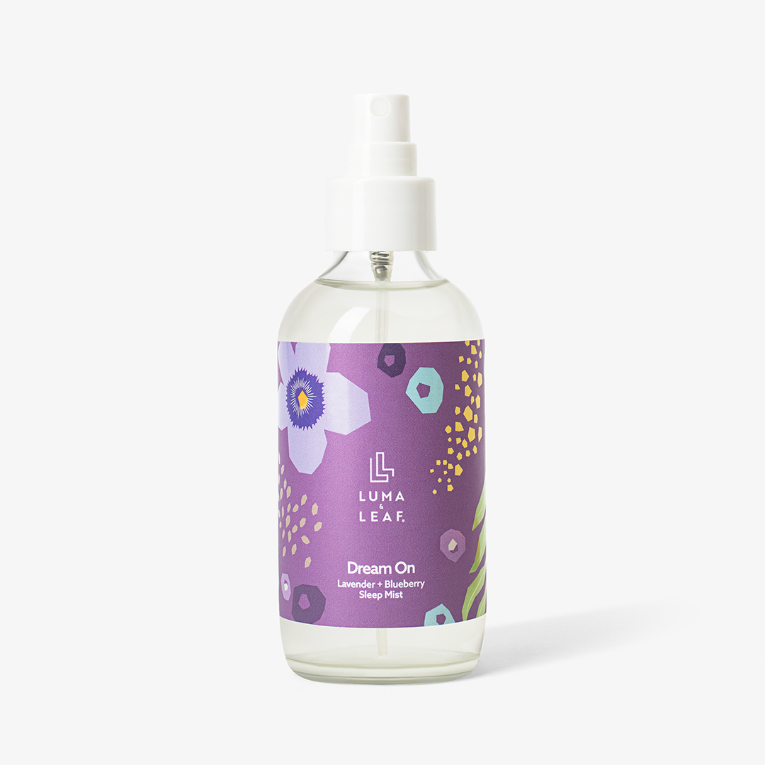 Luma & Leaf Dream On lavender and blueberry sleep mist bottle