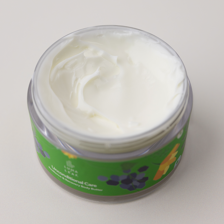 Unconditional Care body butter texture, rich whipped formula