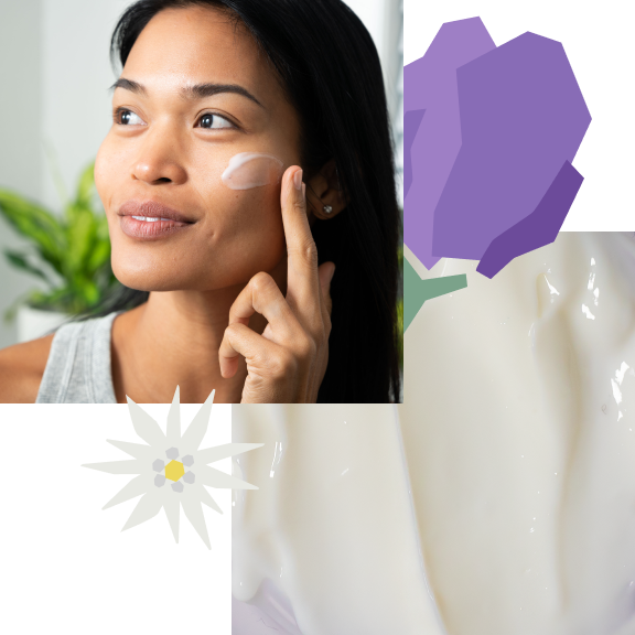 Woman applying a skincare product to her face